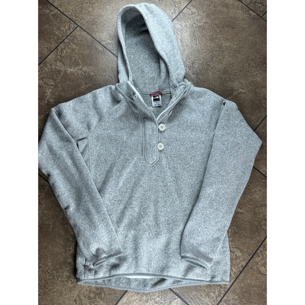 The North Face Jacket Womens Large Gray Fleece Hooded Button Pullover Top